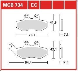 Колодки гальмівні дискові, комплект TRW MCB734EC (фото 1)