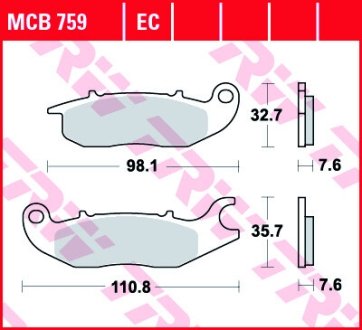 Колодки гальмівні дискові, комплект TRW MCB759EC