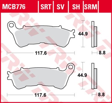 Комплект гальмівних колодок TRW MCB776SRM