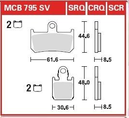 Колодки гальмівні дискові, комплект TRW MCB795CRQ (фото 1)