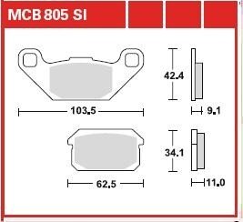 Колодки гальмівні дискові, комплект TRW MCB805SI