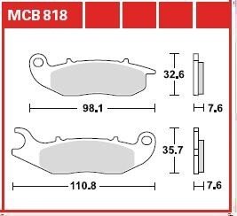 Колодки гальмівні дискові, комплект TRW MCB818 (фото 1)