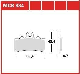 Колодки гальмівні дискові, комплект TRW MCB834