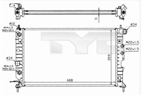 Радиатор, охлаждения дивгателя TYC 725-0004-R