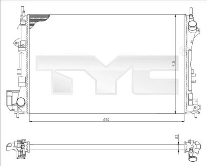 Радиатор, охлаждения дивгателя TYC 7250009