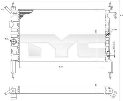 Радиатор, охлаждения дивгателя TYC 725-0018