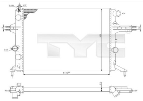 Радиатор, охлаждения дивгателя TYC 725-0021