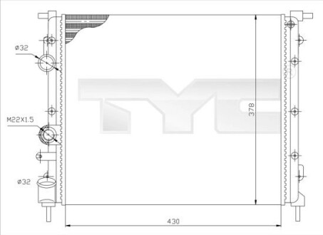 Радиатор, охлаждения дивгателя TYC 7280026