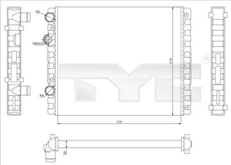 Радиатор, охлаждения дивгателя TYC 7370040