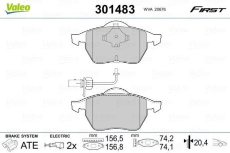 Гальмівні колодки дискові VAG A4/A6/SuperB/Passat "1,6-3,2 "F "95-11 VALEO 301483