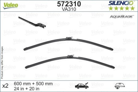 Щiтки склоочисника_ SILENCIO WIPER AQUA 500+600 VOLVO S60/V60 \'\'18>> VALEO 572310