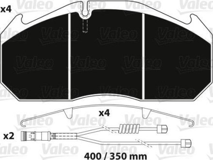 Колодки гальмівні 249x118, 1x28 VALEO 882216