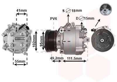 Компресор кондиціонера MITSUBISHI ASX/ LANCER/ OUTLANDER VAN WEZEL 3201K701