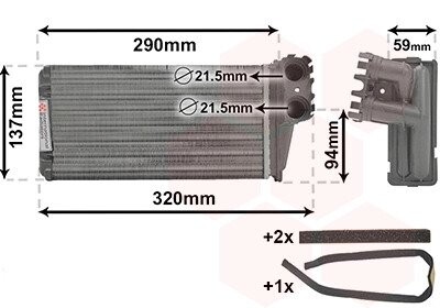 Теплообменник, отопление салона VAN WEZEL 40006227