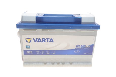 Аккумуляторная батарея 70Ah/760A (278x175x190/+R/B13) (Start-Stop EFB) Blue Dynamic N70 VARTA 570500076D842 (фото 1)