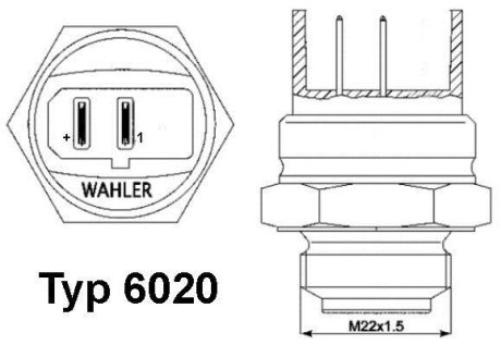 Термовыключатель, вентилятор радиатора WAHLER 602095D