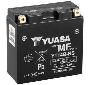 МОТО 12V 12,6Ah MF VRLA Battery (сухозаряжений) YUASA YT14B-BS (фото 1)