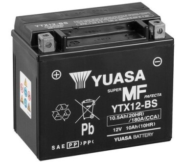 МОТО 12V 10,5Ah MF VRLA Battery (сухозаряжений) YUASA YTX12-BS