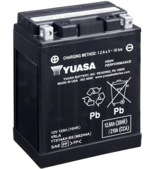 МОТО 12V 12,6Ah High Performance MF VRLA Battery AGM (сухозаряжений) YUASA YTX14AH-BS