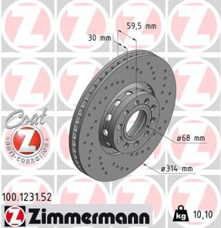 Гальмівний диск ZIMMERMANN 100123152