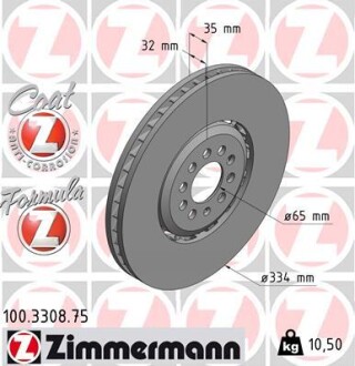 Тормозной диск ZIMMERMANN 100 3308 75