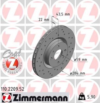 Тормозной диск ZIMMERMANN 110.2209.52