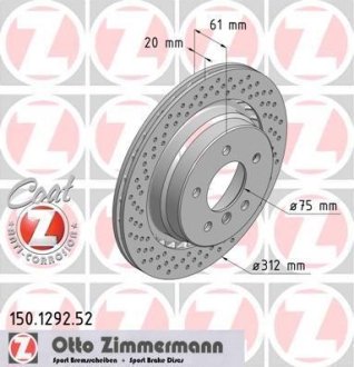 Тормозной диск ZIMMERMANN 150.1292.52