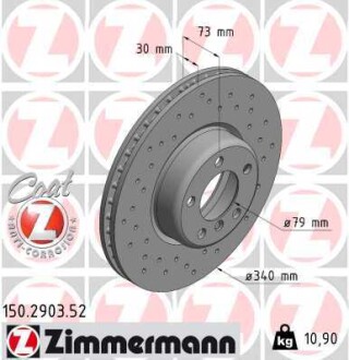 Тормозной диск ZIMMERMANN 150290352