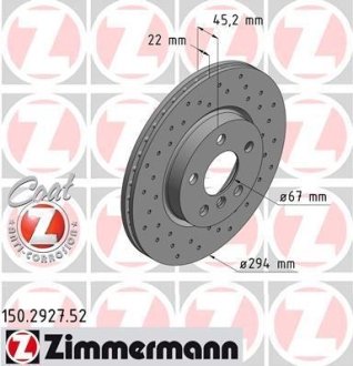Тормозной диск ZIMMERMANN 150.2927.52 (фото 1)