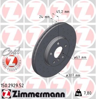 Тормозной диск ZIMMERMANN 150.2929.52