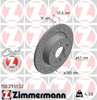 Тормозной диск ZIMMERMANN 150.2931.52