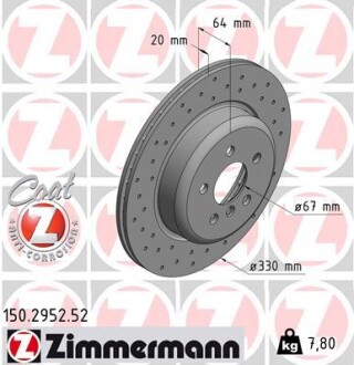 Диск гальмівний SPORT Z лівий ZIMMERMANN 150295252