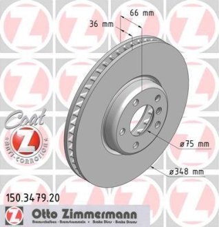 Гальмiвнi диски правий переднiй ZIMMERMANN 150347920