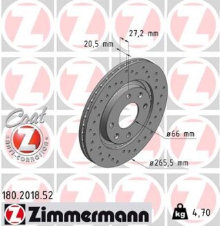 Тормозной диск ZIMMERMANN 180201852