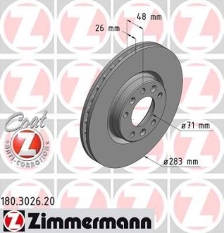 Гальмiвнi диски Coat Z переднi ZIMMERMANN 180302620
