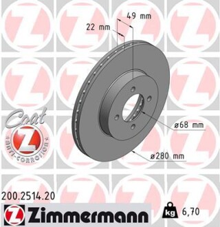 Тормозной диск ZIMMERMANN 200251420