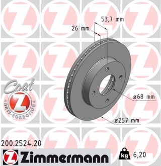 Тормозной диск ZIMMERMANN 200.2524.20