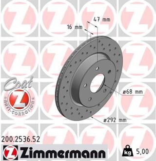 Тормозной диск ZIMMERMANN 200.2536.52