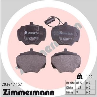 Колодки гальмівні дискові, комплект ZIMMERMANN 20344.145.1