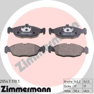 Колодки гальмівні дискові, комплект ZIMMERMANN 20547.170.1 (фото 1)