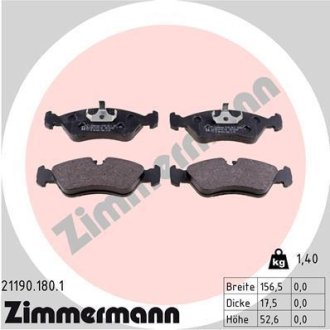 Колодки гальмівні дискові, комплект ZIMMERMANN 21190.180.1