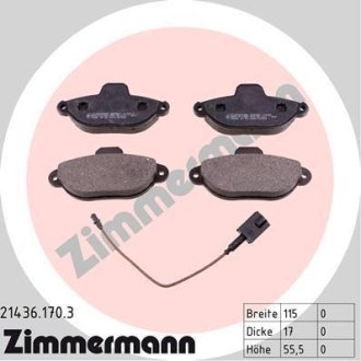 Колодки гальмівні дискові, комплект ZIMMERMANN 21436.170.3 (фото 1)