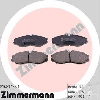 Колодки гальмівні дискові, комплект ZIMMERMANN 21481.155.1 (фото 1)
