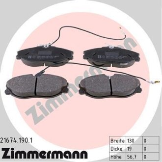 Колодки гальмівні дискові, комплект ZIMMERMANN 21674.190.1 (фото 1)