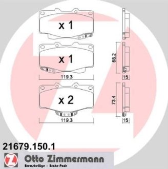 Колодки гальмівні дискові, комплект ZIMMERMANN 21679.150.1 (фото 1)