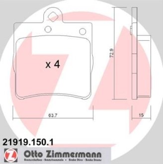 Колодки гальмівні дискові, комплект ZIMMERMANN 21919.150.1
