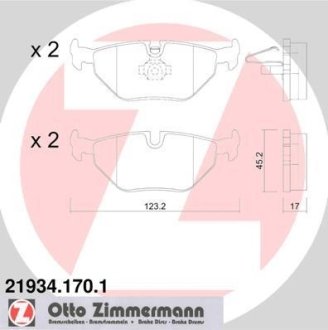 Колодки гальмівні дискові, комплект ZIMMERMANN 21934.170.1