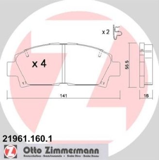 Колодки гальмівні дискові, комплект ZIMMERMANN 21961.160.1