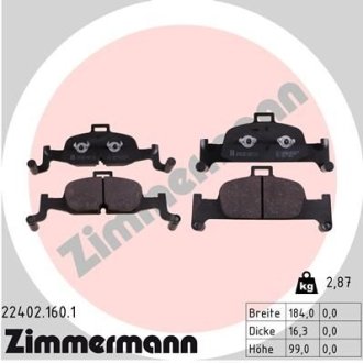 Комплект гальмівних колодок ZIMMERMANN 22402.160.1