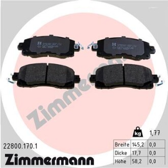 Комплект гальмівних колодок ZIMMERMANN 22800.170.1